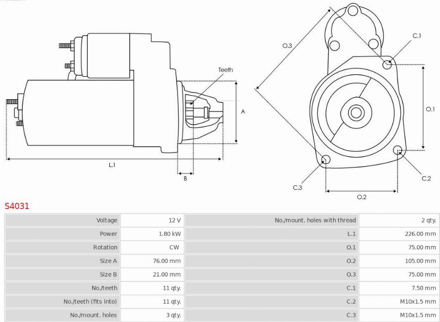 AS-PL S4031 - Starter aaoparts.ro