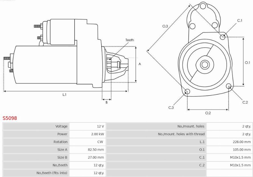 AS-PL S5098 - Starter aaoparts.ro