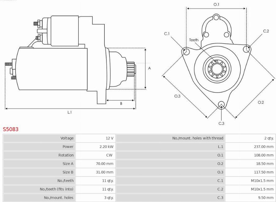 AS-PL S5083 - Starter aaoparts.ro