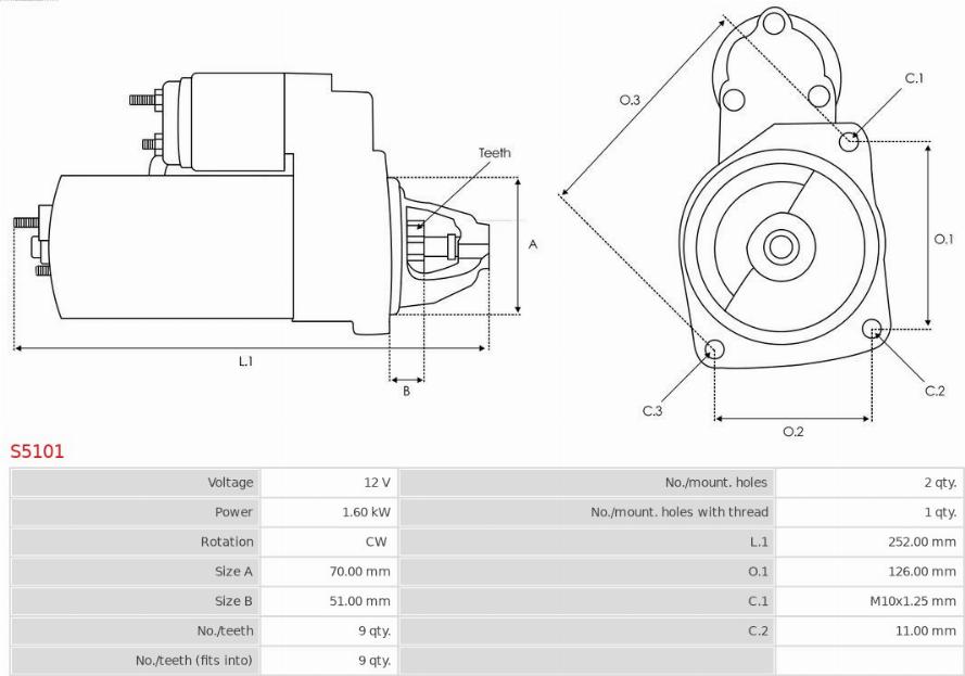 AS-PL S5101 - Starter aaoparts.ro