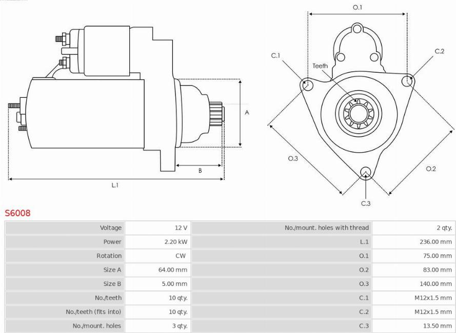 AS-PL S6008 - Starter aaoparts.ro