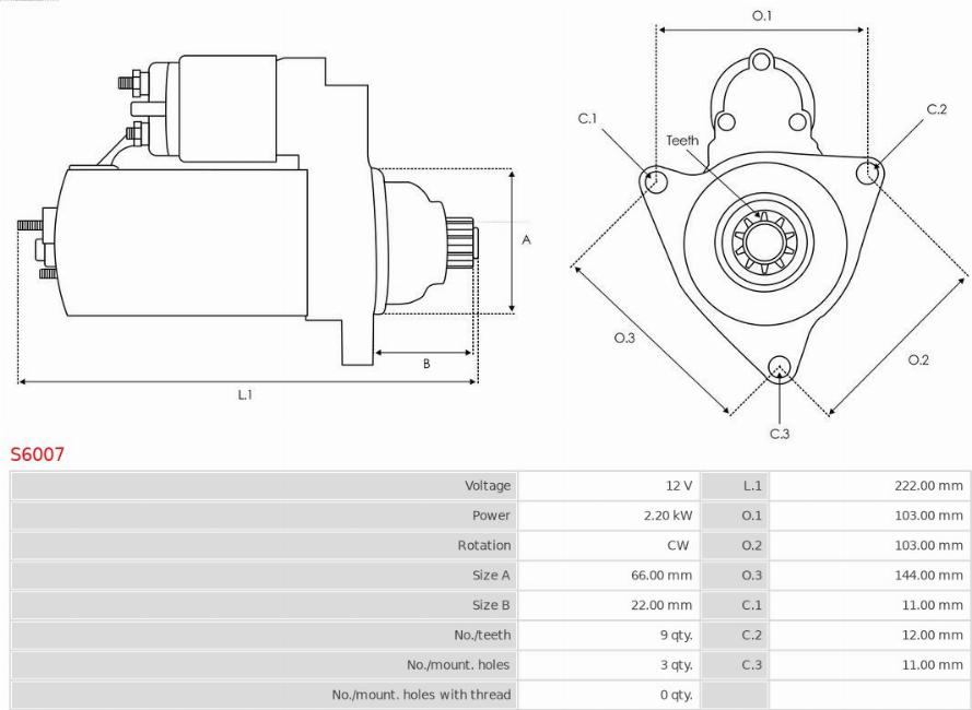 AS-PL S6007 - Starter aaoparts.ro