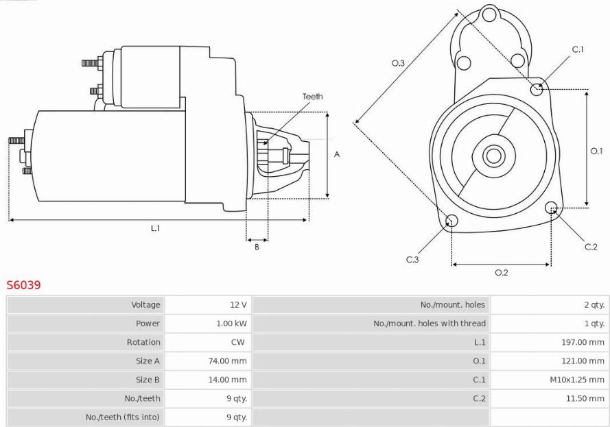 AS-PL S6039 - Starter aaoparts.ro