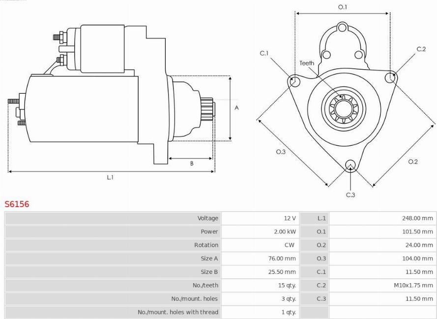 AS-PL S6156 - Starter aaoparts.ro