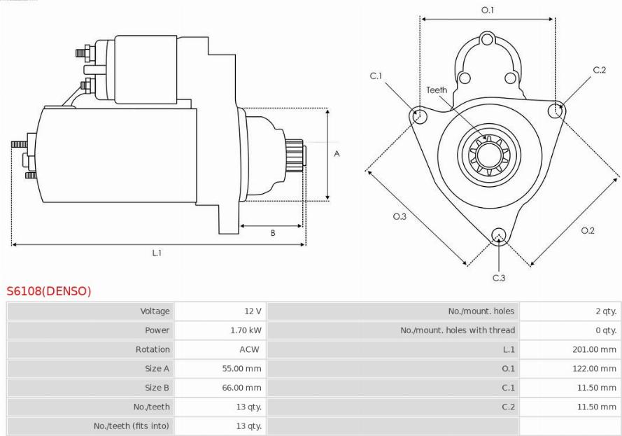 AS-PL S6108(DENSO) - Starter aaoparts.ro