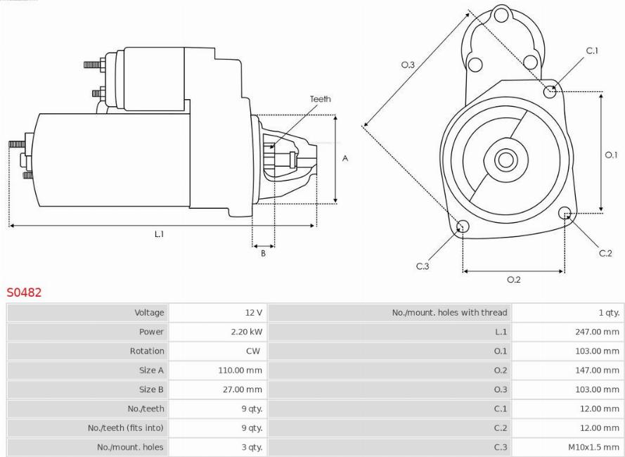 AS-PL S0482 - Starter aaoparts.ro