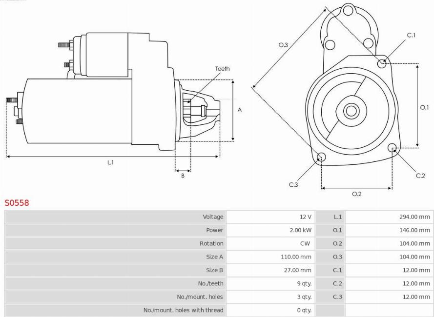 AS-PL S0558 - Starter aaoparts.ro