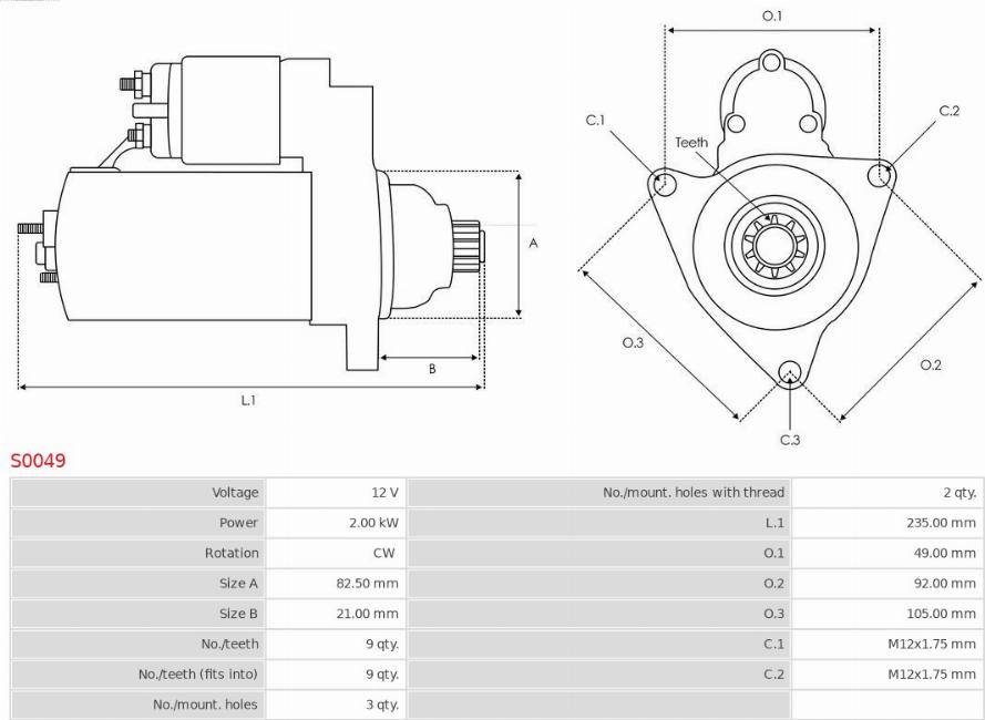 AS-PL S0049 - Starter aaoparts.ro