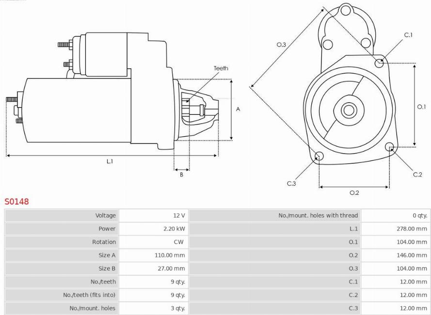 AS-PL S0148 - Starter aaoparts.ro