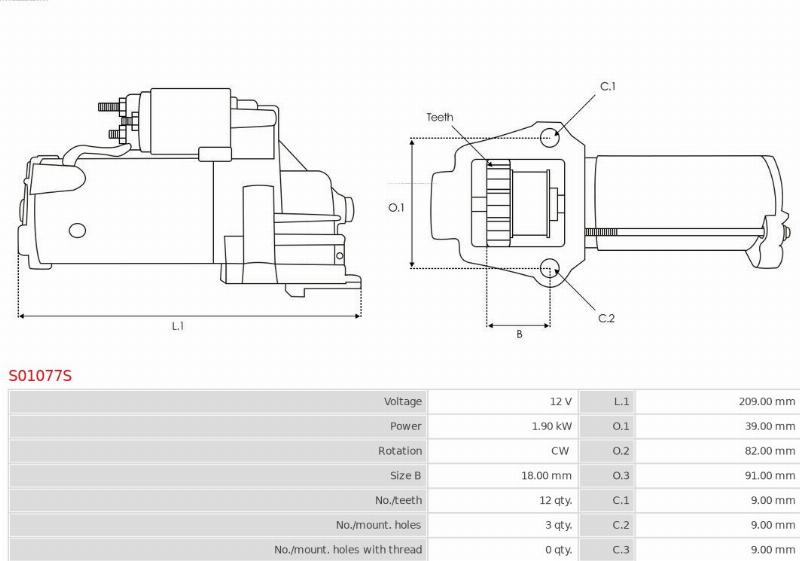 AS-PL S01077S - Starter aaoparts.ro