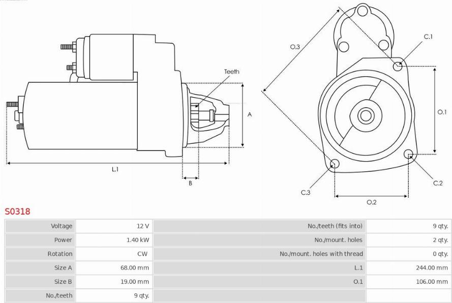 AS-PL S0318 - Starter aaoparts.ro