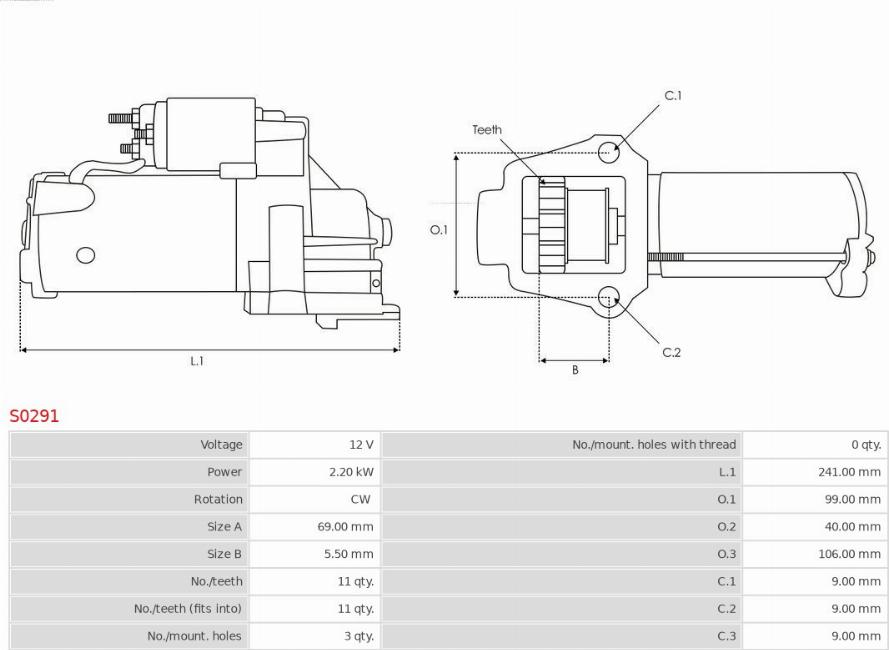 AS-PL S0291 - Starter aaoparts.ro