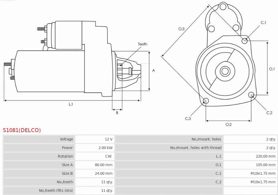 AS-PL S1081(DELCO) - Starter aaoparts.ro