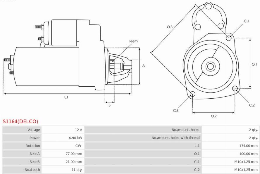 AS-PL S1164(DELCO) - Starter aaoparts.ro