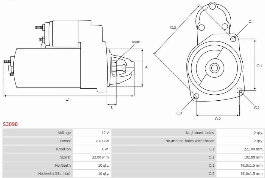 AS-PL S3098 - Starter aaoparts.ro