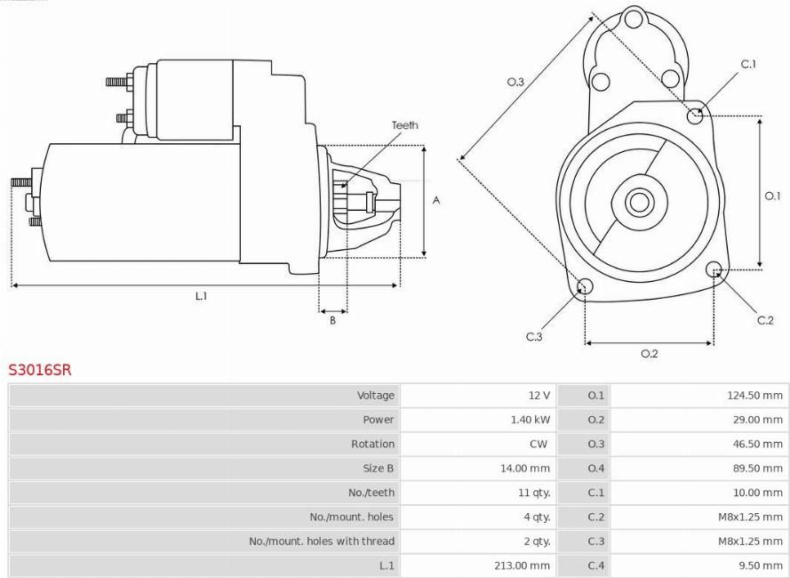 AS-PL S3016SR - Starter aaoparts.ro