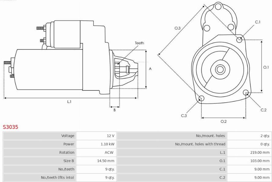 AS-PL S3035 - Starter aaoparts.ro