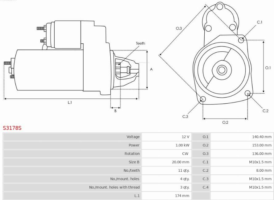 AS-PL S3178S - Starter aaoparts.ro