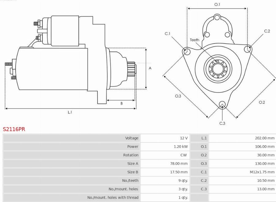 AS-PL S2116PR - Starter aaoparts.ro