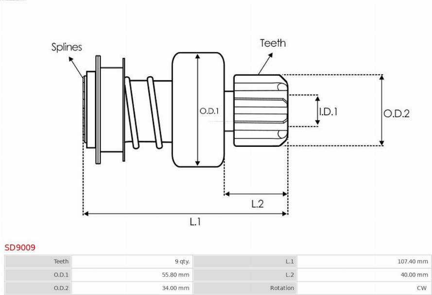 AS-PL SD9009 - Pinion electromotor aaoparts.ro