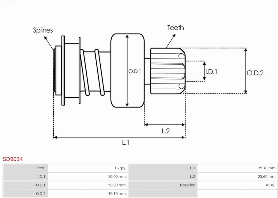 AS-PL SD9034 - Pinion electromotor aaoparts.ro