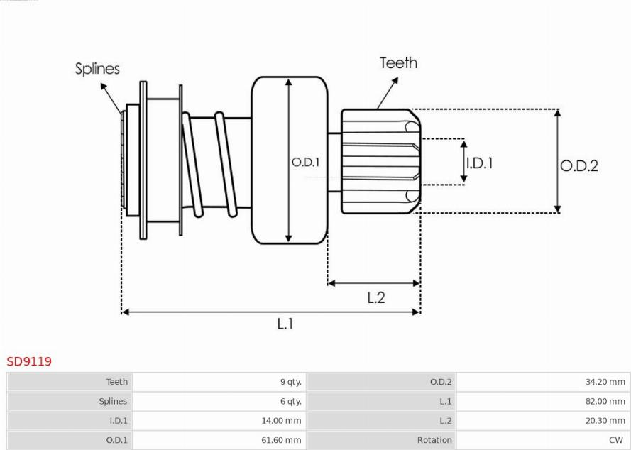 AS-PL SD9119 - Pinion electromotor aaoparts.ro