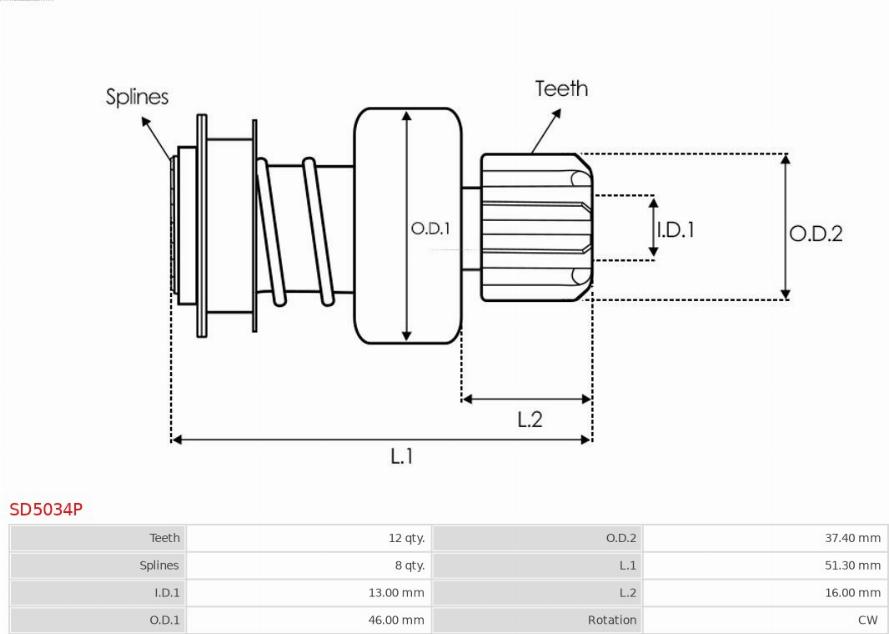 AS-PL SD5034P - Pinion electromotor aaoparts.ro