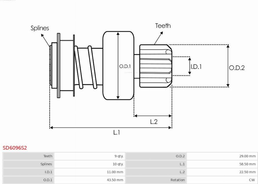 AS-PL SD6096S2 - Pinion electromotor aaoparts.ro