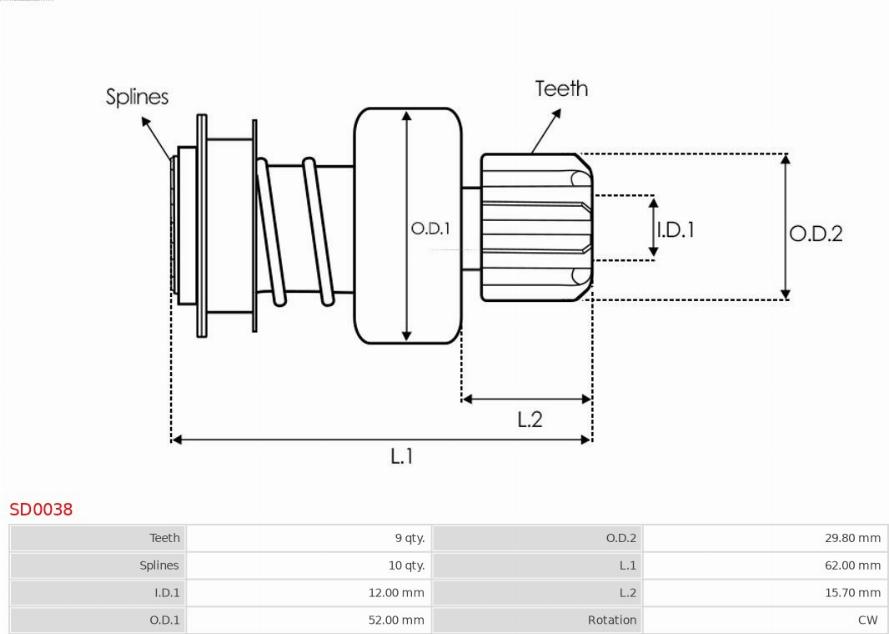 AS-PL SD0038 - Pinion electromotor aaoparts.ro