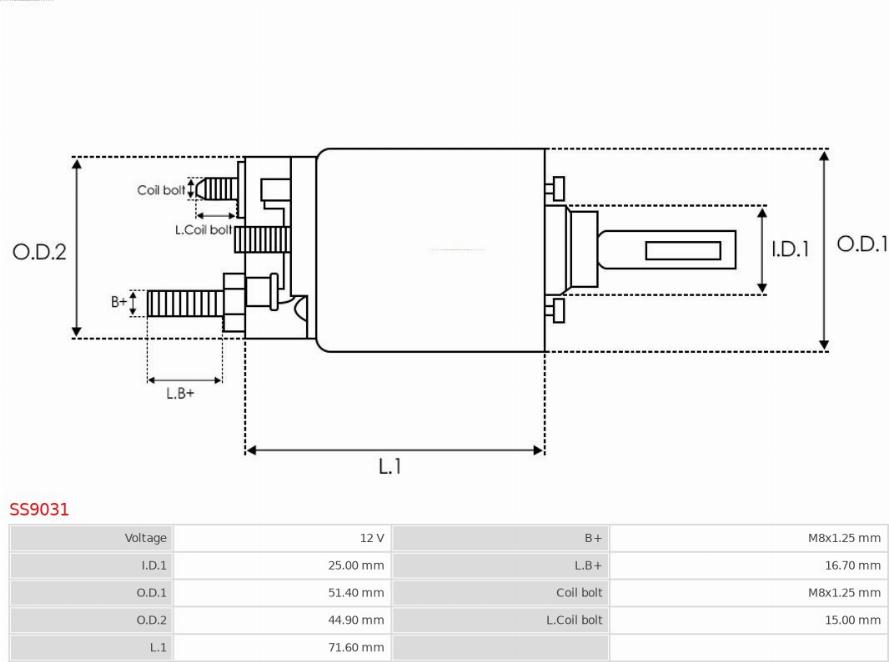 AS-PL SS9031 - Solenoid, electromotor aaoparts.ro