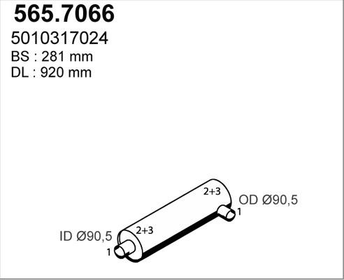 ASSO 565.7066 - Amortizor zgomot mijloc / spate aaoparts.ro