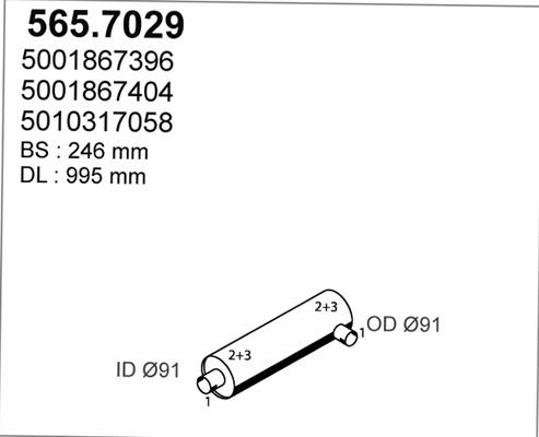 ASSO 565.7029 - Amortizor zgomot mijloc / spate aaoparts.ro