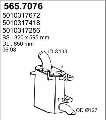 ASSO 565.7076 - Amortizor zgomot mijloc / spate aaoparts.ro