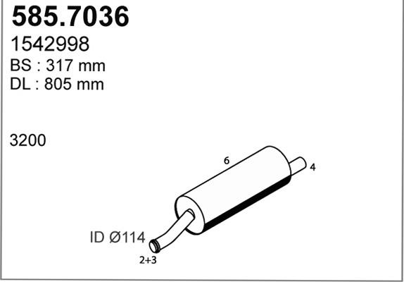 ASSO 585.7036 - Amortizor zgomot mijloc / spate aaoparts.ro
