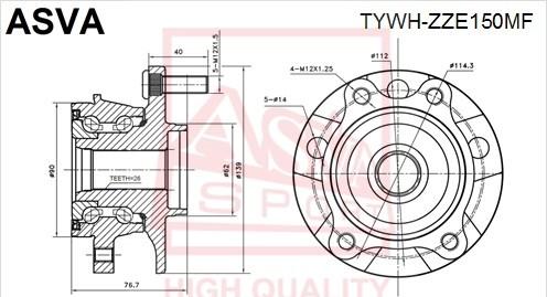 ASVA TYWH-ZZE150MF - Butuc roata aaoparts.ro