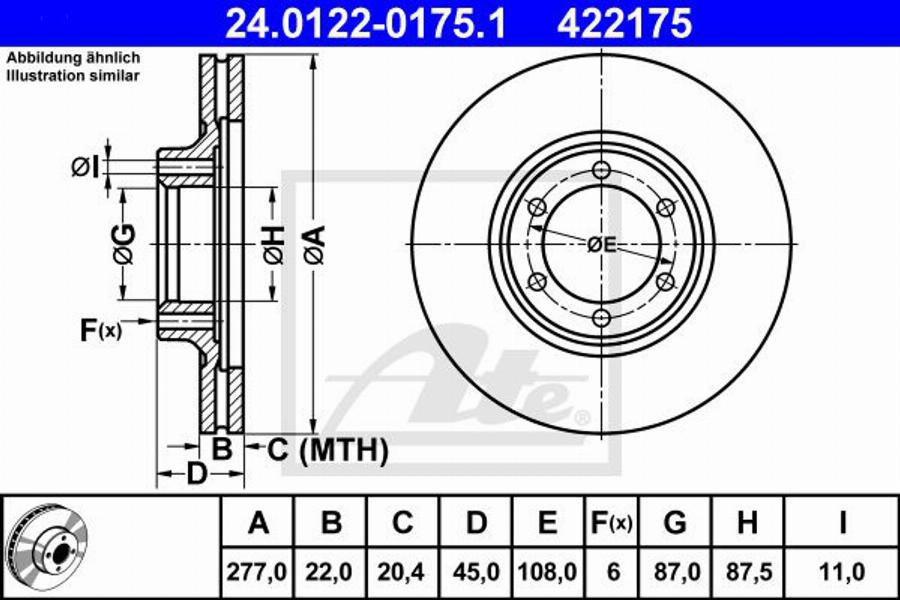 ATE 422175 - Disc frana aaoparts.ro