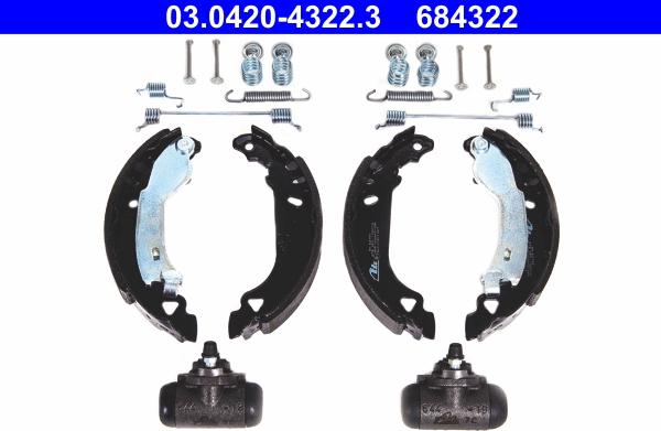 ATE 03.0420-4322.3 - Set saboti frana aaoparts.ro
