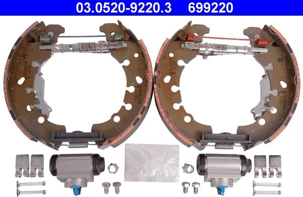 ATE 03.0520-9220.3 - Set saboti frana aaoparts.ro