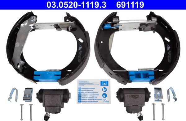ATE 03.0520-1119.3 - Set saboti frana aaoparts.ro