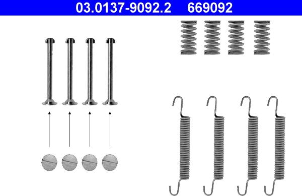 ATE 03.0137-9092.2 - Set accesorii, saboti frana parcare aaoparts.ro