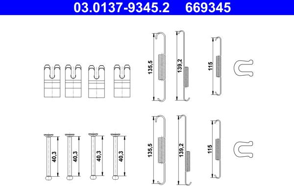 ATE 03.0137-9345.2 - Set accesorii, sabot de frana aaoparts.ro