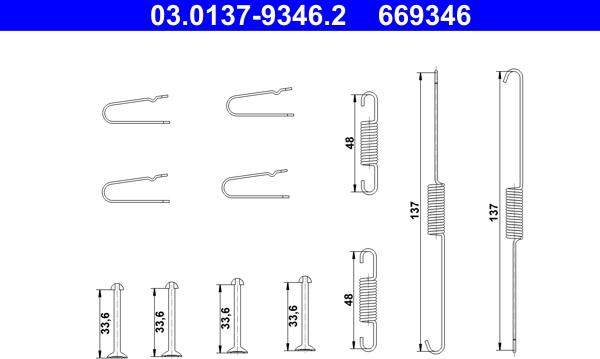 ATE 03.0137-9346.2 - Set accesorii, sabot de frana aaoparts.ro