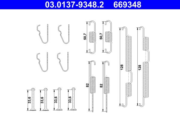 ATE 03.0137-9348.2 - Set accesorii, saboti frana parcare aaoparts.ro