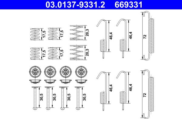 ATE 03.0137-9331.2 - Set accesorii, saboti frana parcare aaoparts.ro