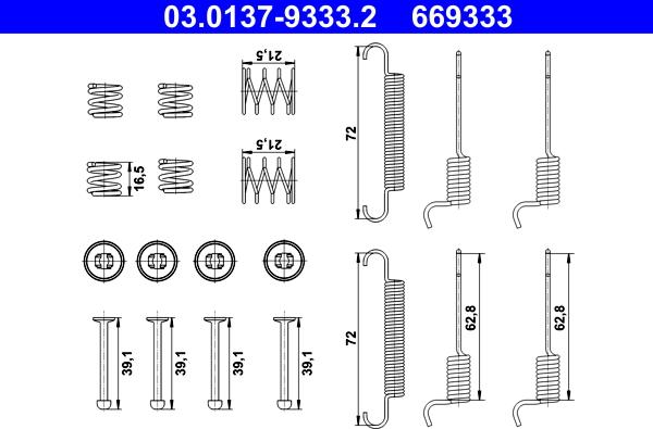 ATE 03.0137-9333.2 - Set accesorii, saboti frana parcare aaoparts.ro