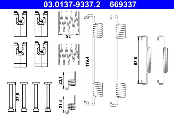 ATE 03.0137-9337.2 - Set accesorii, saboti frana parcare aaoparts.ro