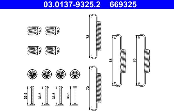 ATE 03.0137-9325.2 - Set accesorii, saboti frana parcare aaoparts.ro