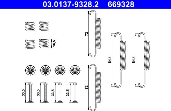 ATE 03.0137-9328.2 - Set accesorii, saboti frana parcare aaoparts.ro