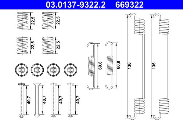 ATE 03.0137-9322.2 - Set accesorii, sabot de frana aaoparts.ro