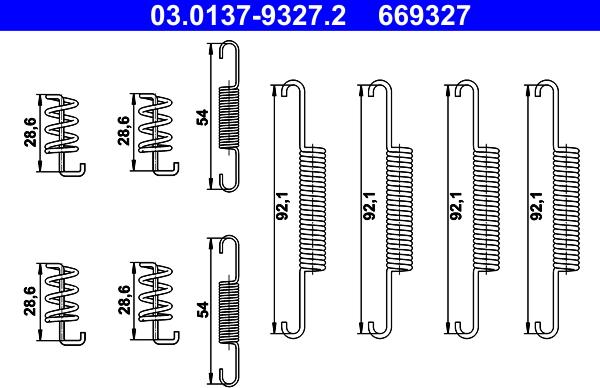 ATE 03.0137-9327.2 - Set accesorii, saboti frana parcare aaoparts.ro